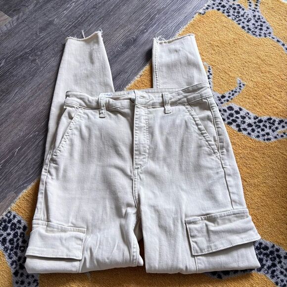 Favorite Daughter Straight leg raw ankle cargo pants light khaki 27 - Picture 1 of 4